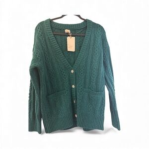 A New Day Cozy Green Cable Knit Cardigan
